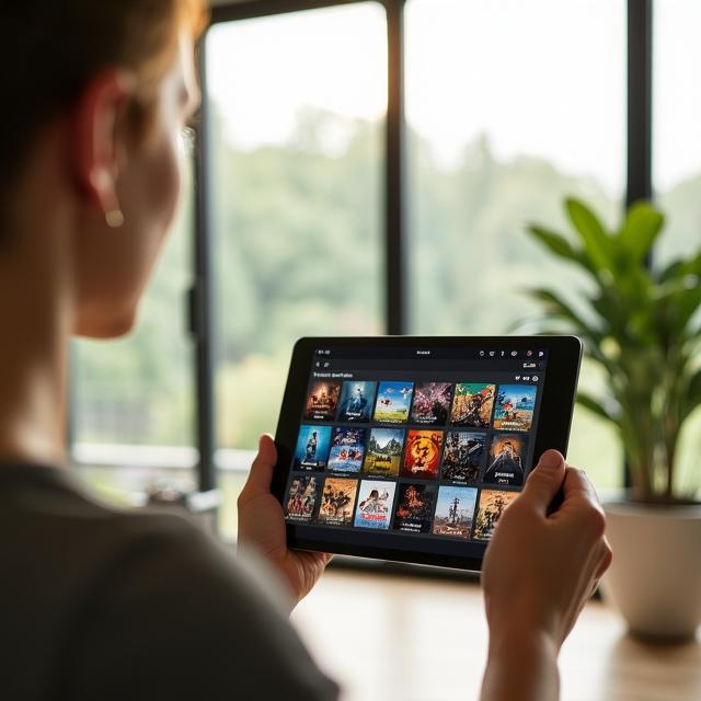 Cinematic movie collection interface on a mobile device